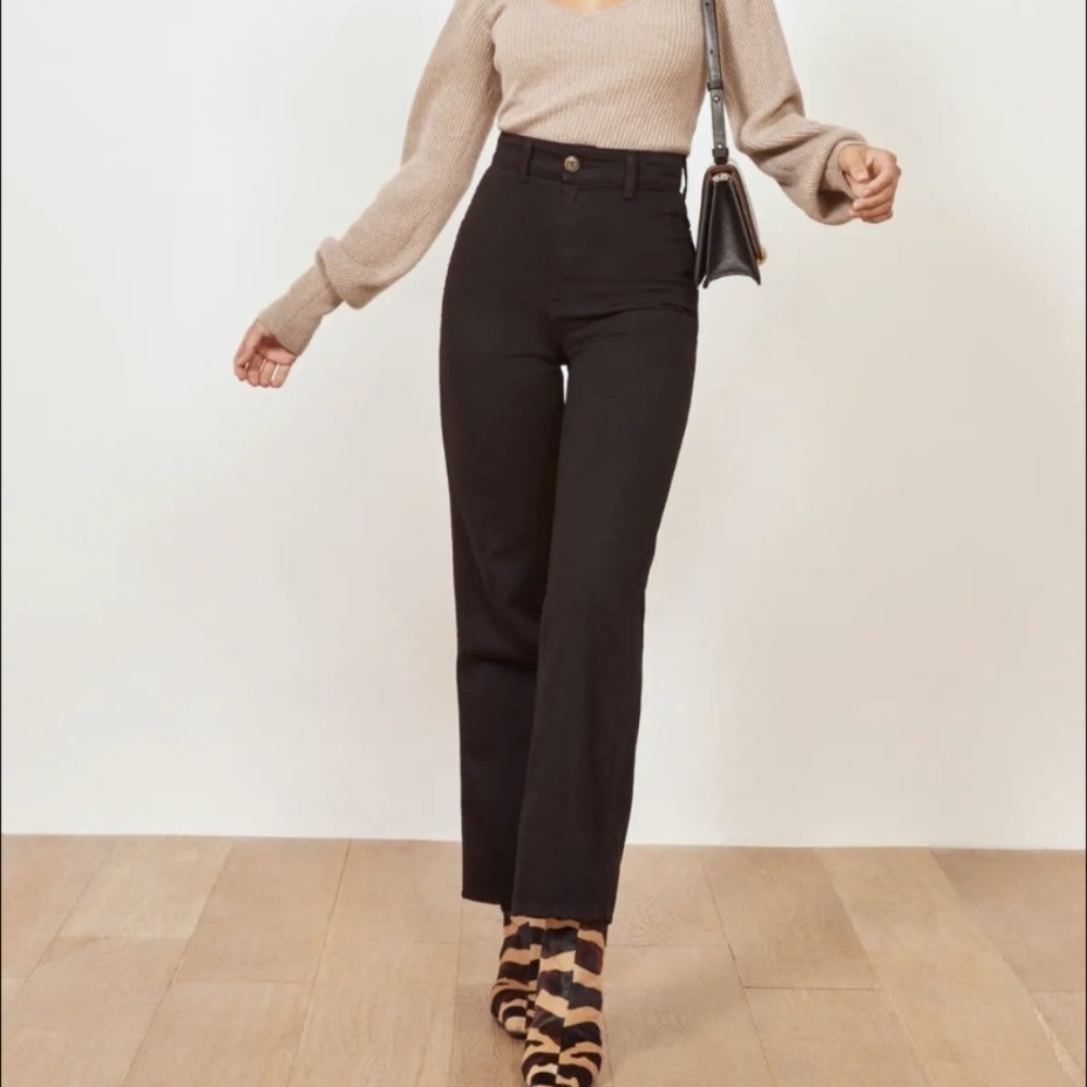 Reformation Black High-Rise Straight Leg Jeans